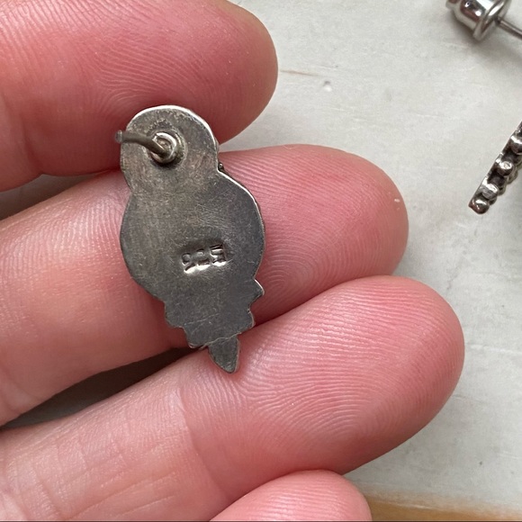 Vintage lapis sterling earrings - Picture 5 of 6